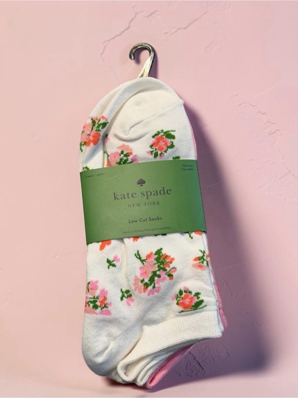 NWT Kate Spade New York Low Cut Socks 3 Pairs Floral, Pink, Orange